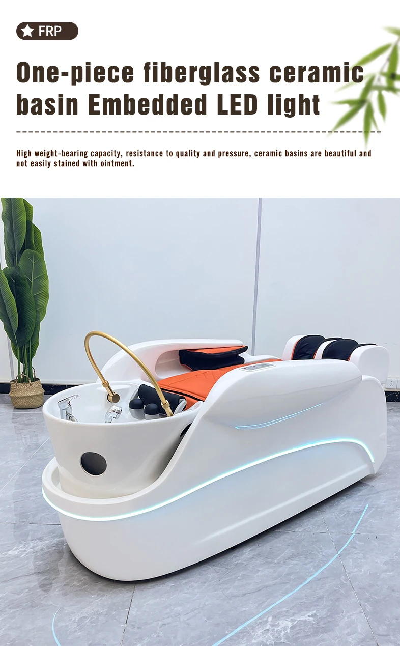 Premium Elektrisches Shampoo-Massagebett Kopftherapie Haar-Spa-Ausstattung Individuelle Lederfarbe für Salon – Detail 7