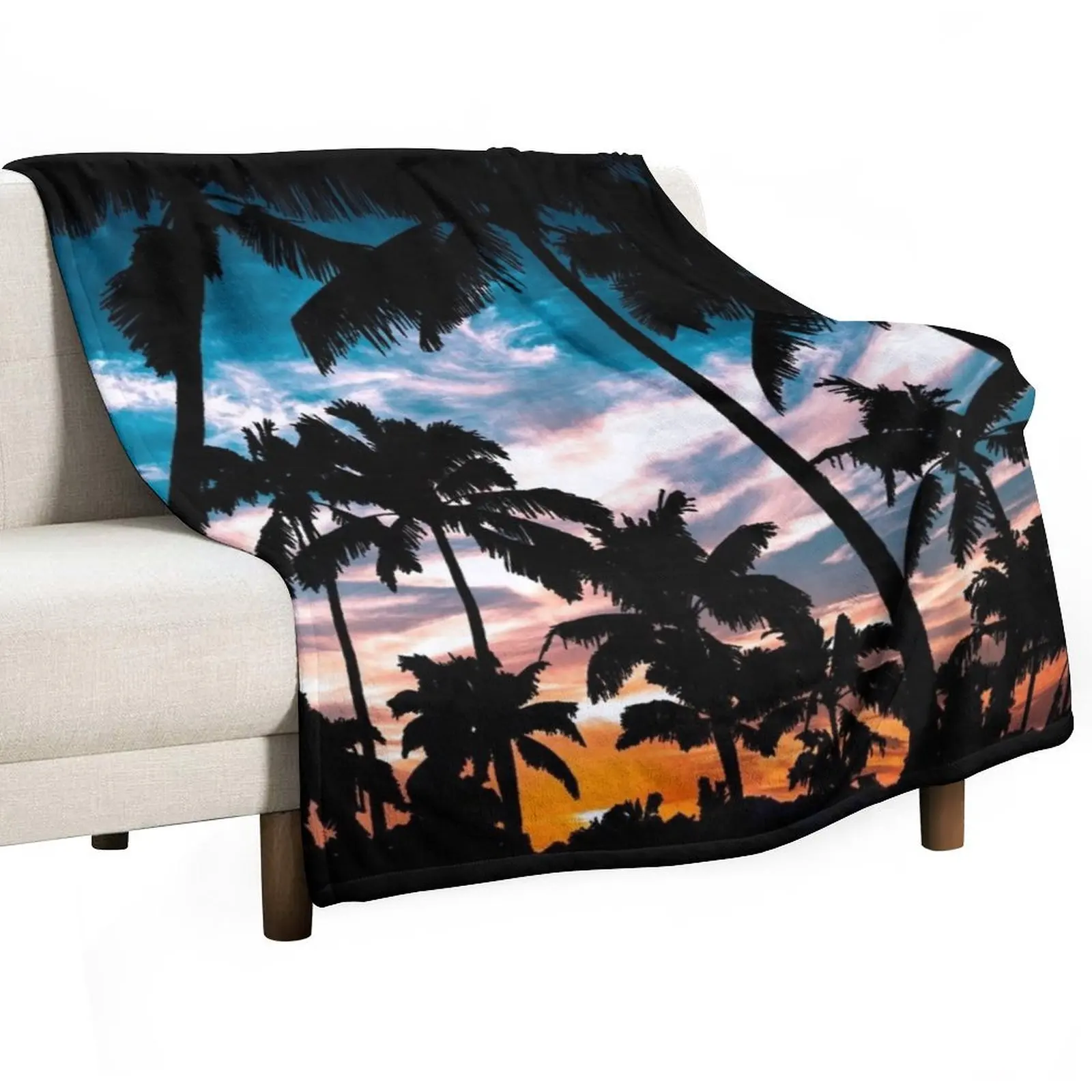 

Palm trees summer dream Throw Blanket Soft Plaid Furry Plush Picnic Blankets