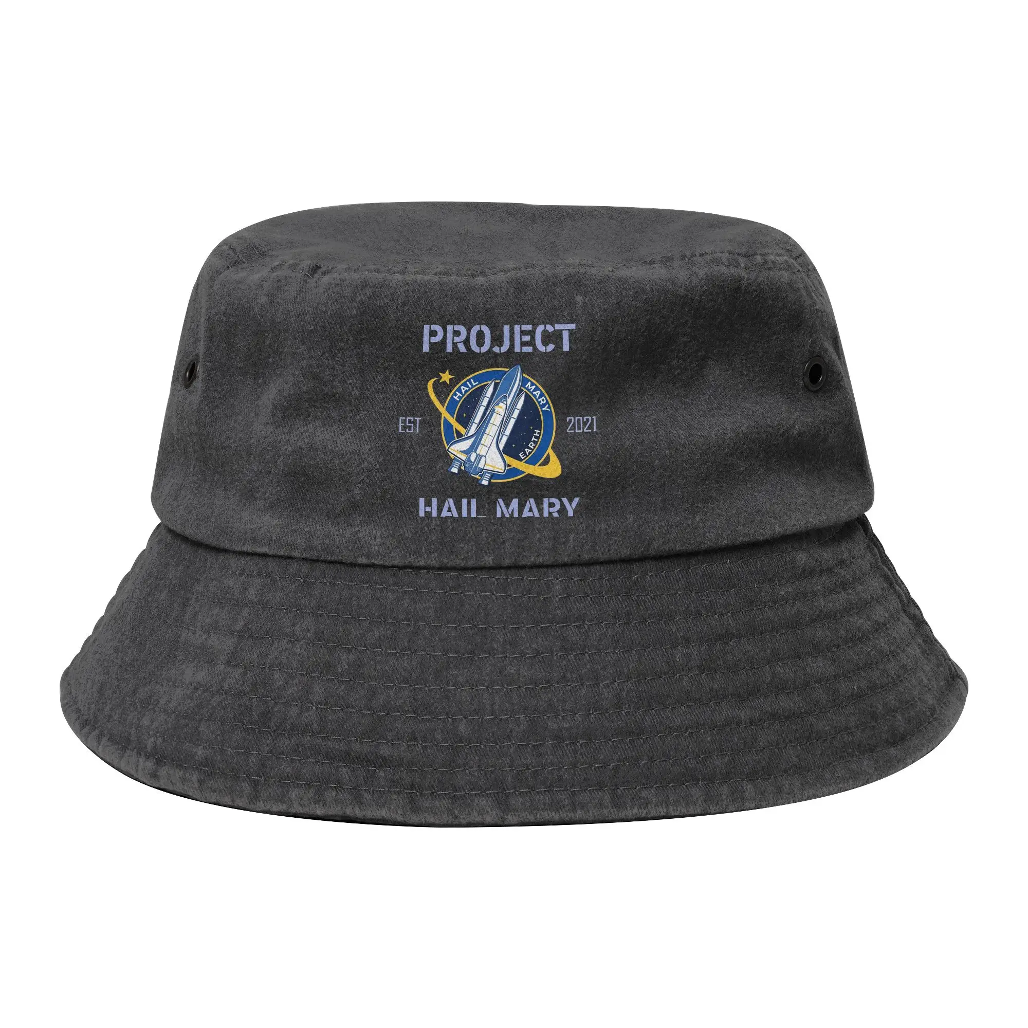 Trendy Project Hail Mary EST 2021 Sci Fi Movie Bucket Hat Women Men Distressed Cotton Fishing Hats Beach Hatwear Boonie Hat