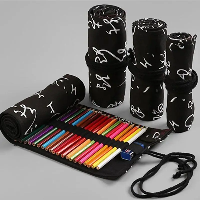 24.12.36/48/72 Löcher Bleistift Wrap Roll Bleistift Hülle Leinwand Bleistiftspeicherbeutel