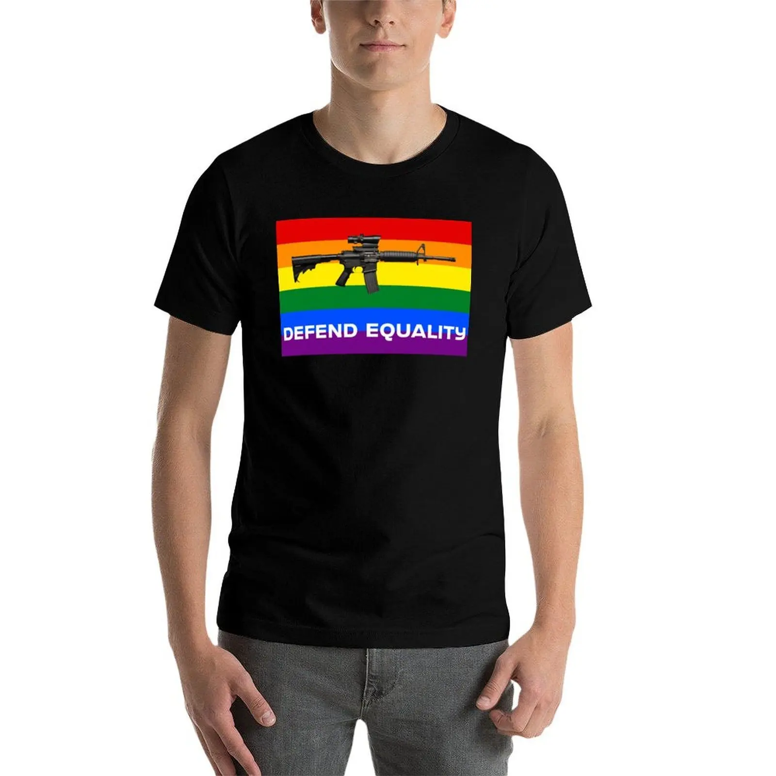 

Defend Equality (Pride Flag)| First Amendment| Cool and Cute Stickers| T-Shirt funny t shirts cotton T-Shirt