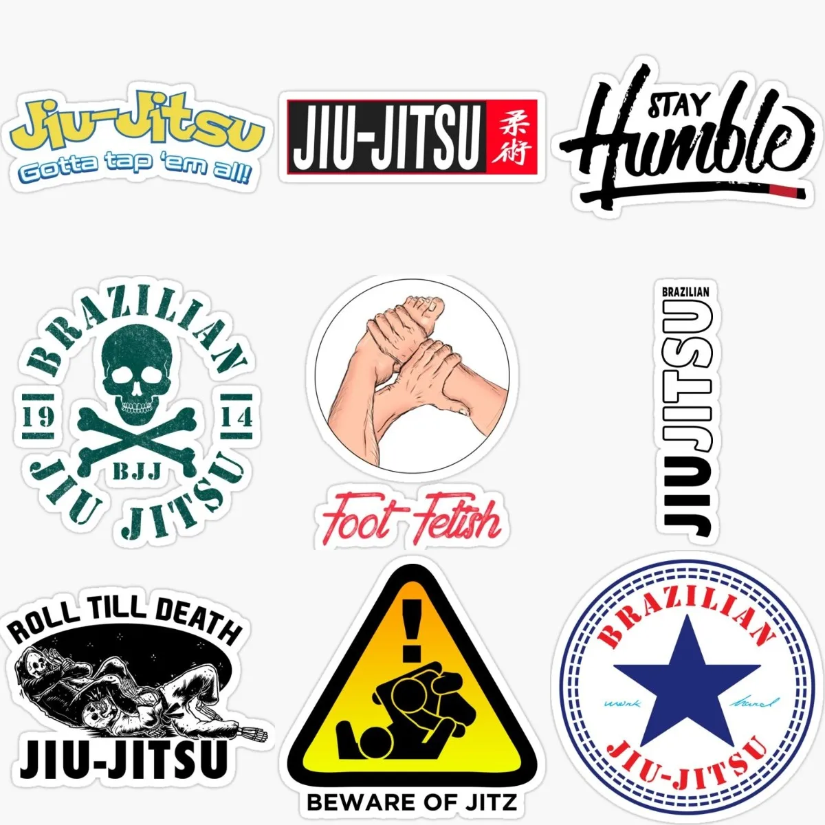 Jiu Jitsu BJJ Emblem Creative Personalized PVC Waterproof Stickers for Decorate Helmet Camper Truck Van Wall Room Car Table