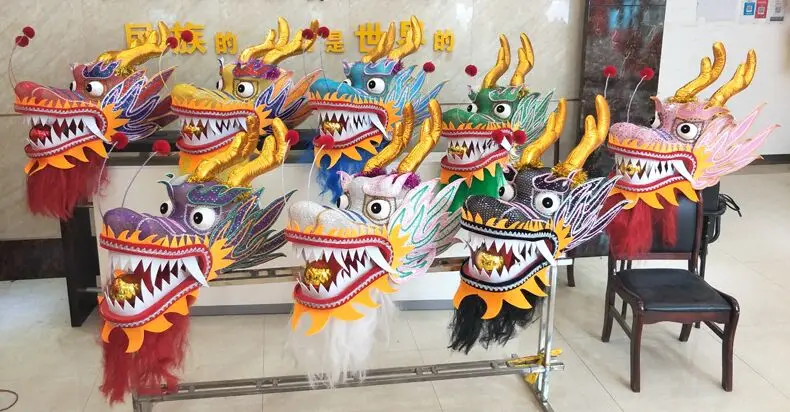 43x40cm Chinese Dragon Dance Head For kindergarten Child Festival Prop Ornament New Year Performance (Not include Stick)