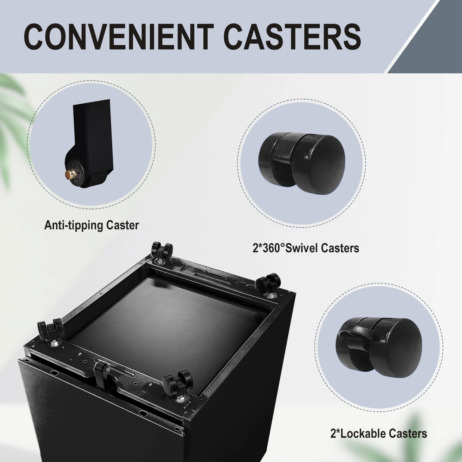 خزانة ملفات متنقلة معدنية ذات 3 أدراج مع قفل للحروف/A4/الحجم القانوني تحت المكتب وخزانة دوارة للمكتب المنزلي #2