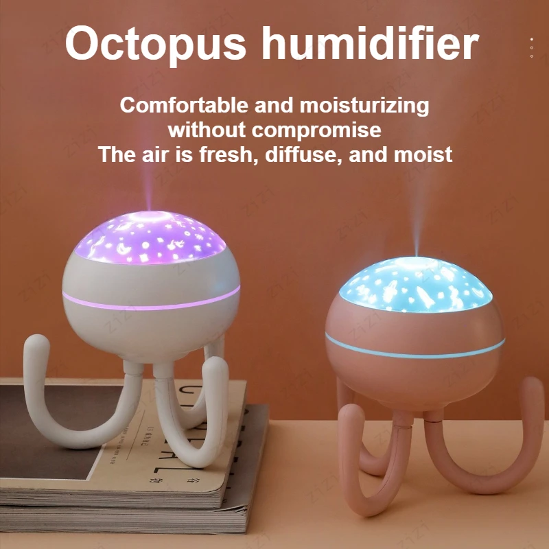Creative Octopus Shaped Humidifier USB Colorful Light Humidifier Large Capacity Fog Mute Humidifier
