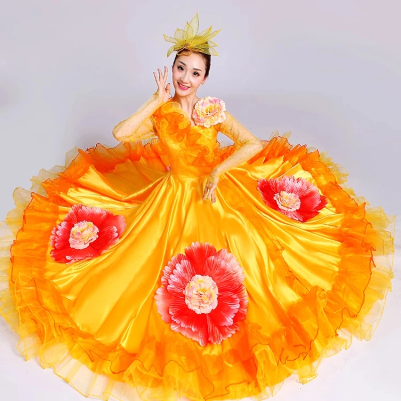 Opening Dance Dresses Spanish Dress Large Swing  Adult Female Dance Costume Mujer Performance Chorus Wear Suit