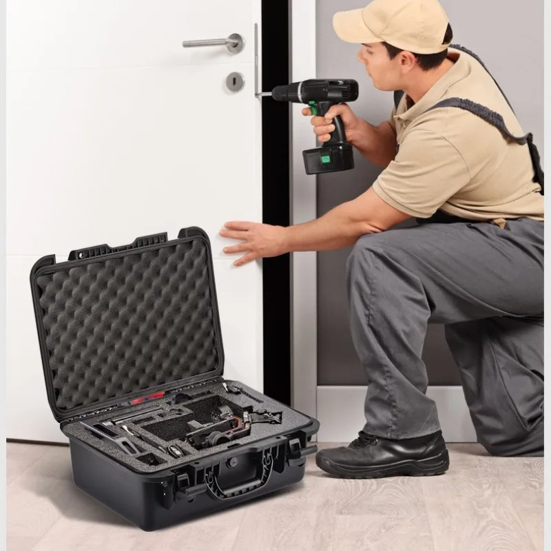 Heavy Duty Waterproof Tough Plastic Tool Case Large Capacity Electrical Trade Box Daily Workshop Organizer Storage Tool Box