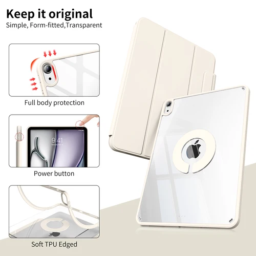 Imagen 2 del producto ZOYU para iPad Air 11 Air4/5 10,9 funda magnética, para iPad Pro 11 13 pulgadas Mini6 10,2 9/8/7a generación girar 360 ° Funda trasera desmontable