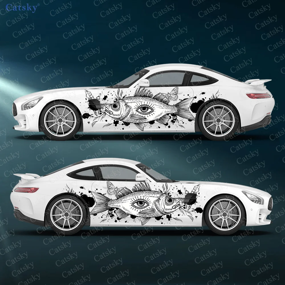 Dark Fish Eye Splatter Car Side Sticker Decoration,PVC Waterproof Scratch Resistant Decal, Car Protection, Auto Accessories Gift