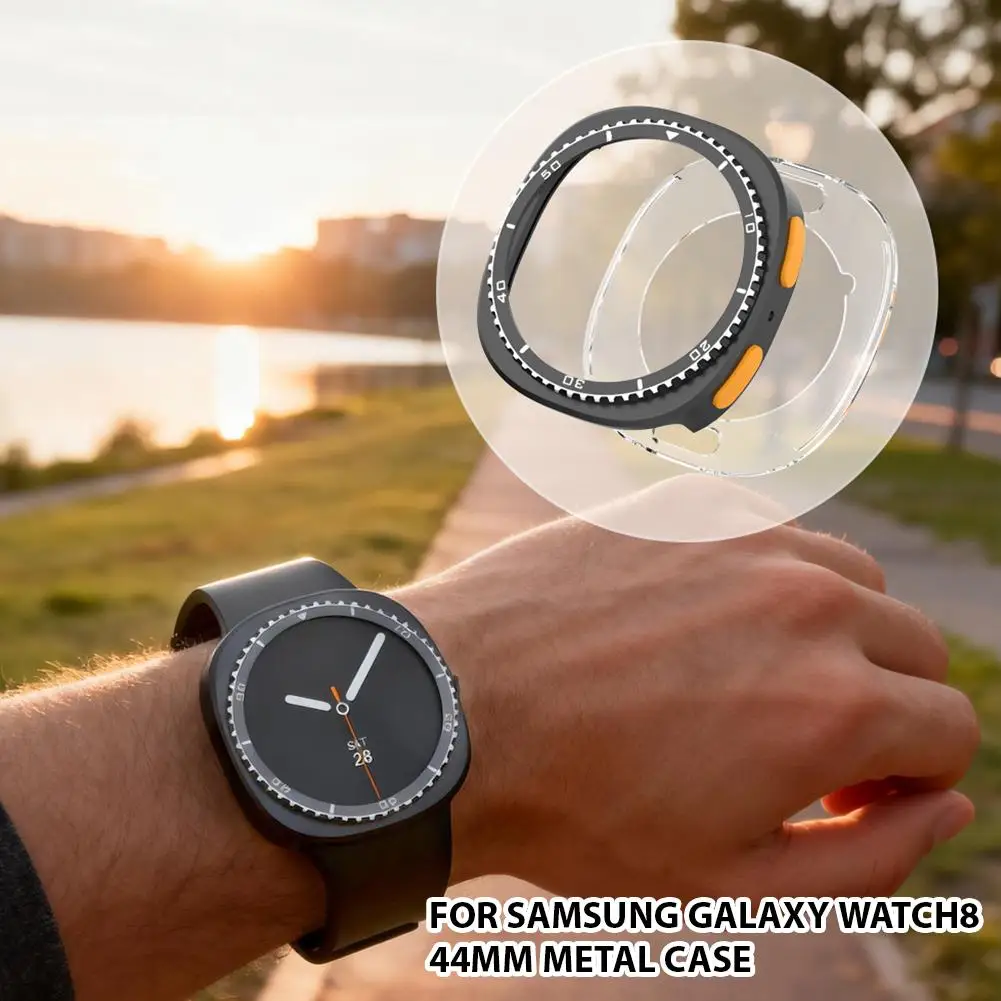 

For Samsung Galaxy Watch8 44mm Smartwatch Metal Case Watch And With Anti-drop Graduated Scratch Case Protective Anti A1M9