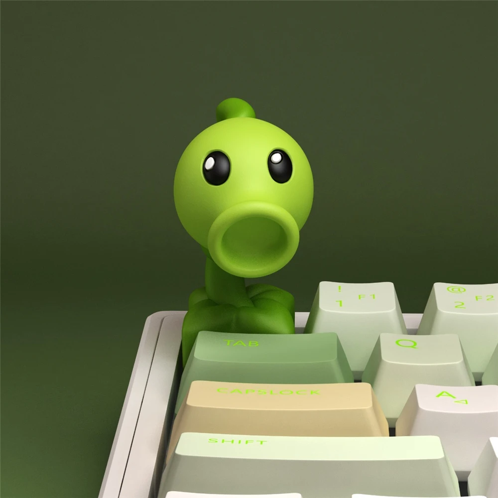 3D Fantasy PVC Keycaps - Sunflower & Peashooter Shapes, Vivid Design, Durable & Light, MX-Compatible for Gaming Keyboards