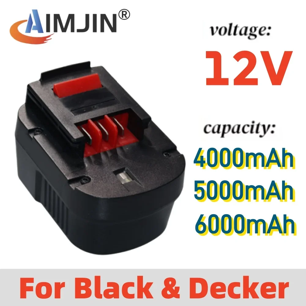 

Rechargeable tool battery A12 A12EX FSB120B A1712 HP12K HP12 drill bit battery suitable for Black&Decker's 12V 4000mah 5000mah 6