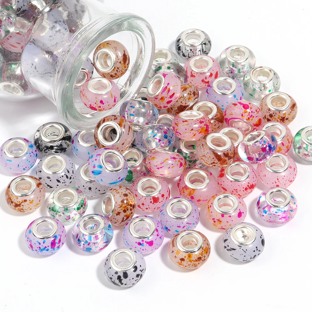 20 teile/los 14x9mm Harz Perlen Bunte Große Loch Runde Lose Perlen Für Schmuck Machen DIY Armbänder Halskette anhänger Zubehör