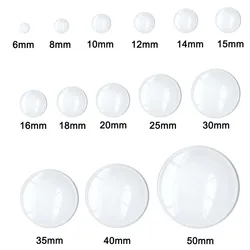 Julie Wang 2-50PCS 6-50mm Round Glass Transparent Cabochons Flatback Necklace Bracelet Jewelry Making Accessory