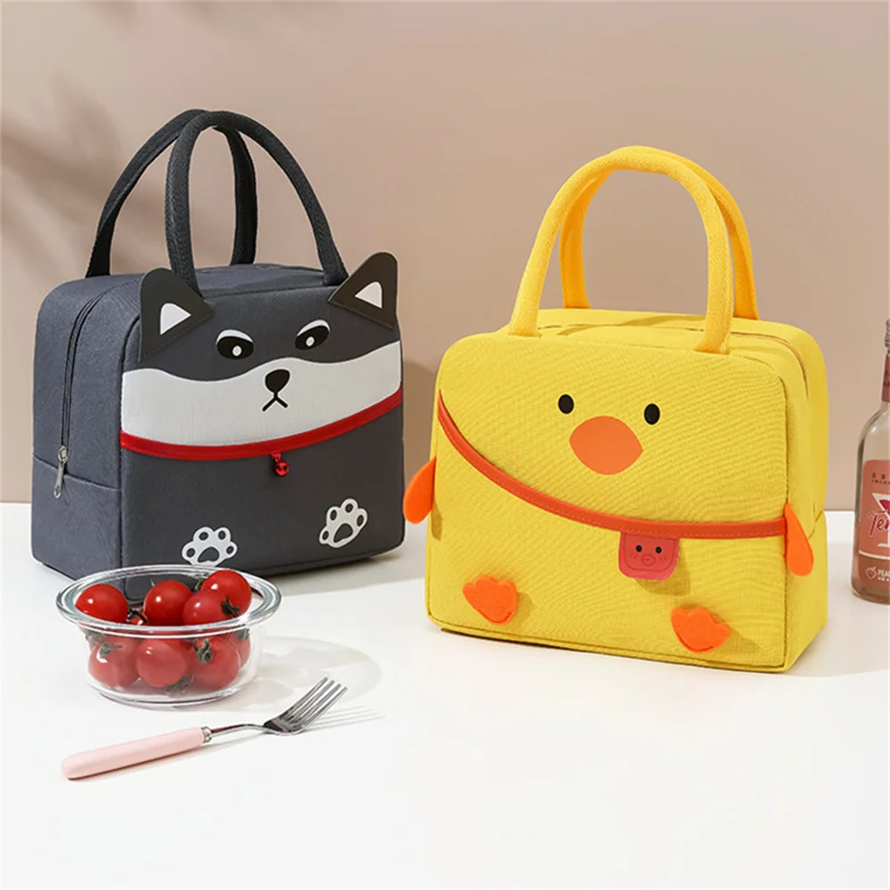 Cartoon Cute Insulated Lunch Bag Kawaii Portable Lunch Box Student Kids School Thermal Storage Bag Picnic Bento Food Tote Bags