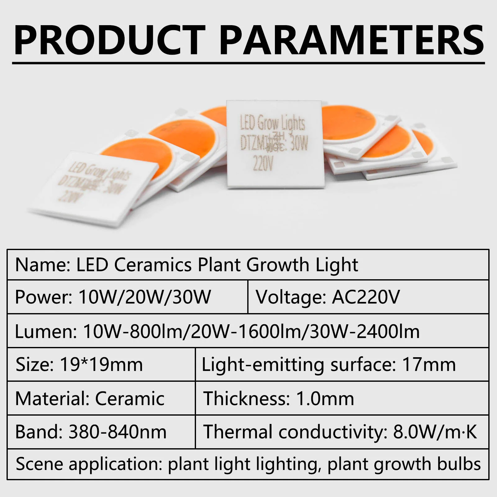 LED COB Ceramics Chip AC 220V 30W 20W 10W 380-840nm LED Grow Light Phyto Lamp Full Spectrum For Plants Seedlings Flower Bulb DIY