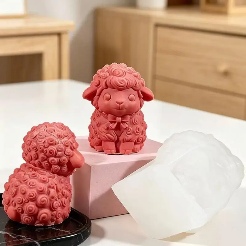 3D Niedliche Schaf-Silikonform für Schafkerzen, Seifen, Harz, Gips, DIY-Aromatherapie-Bastelarbeiten & Liebliches Wohndekor-Geschenk – Detail 2