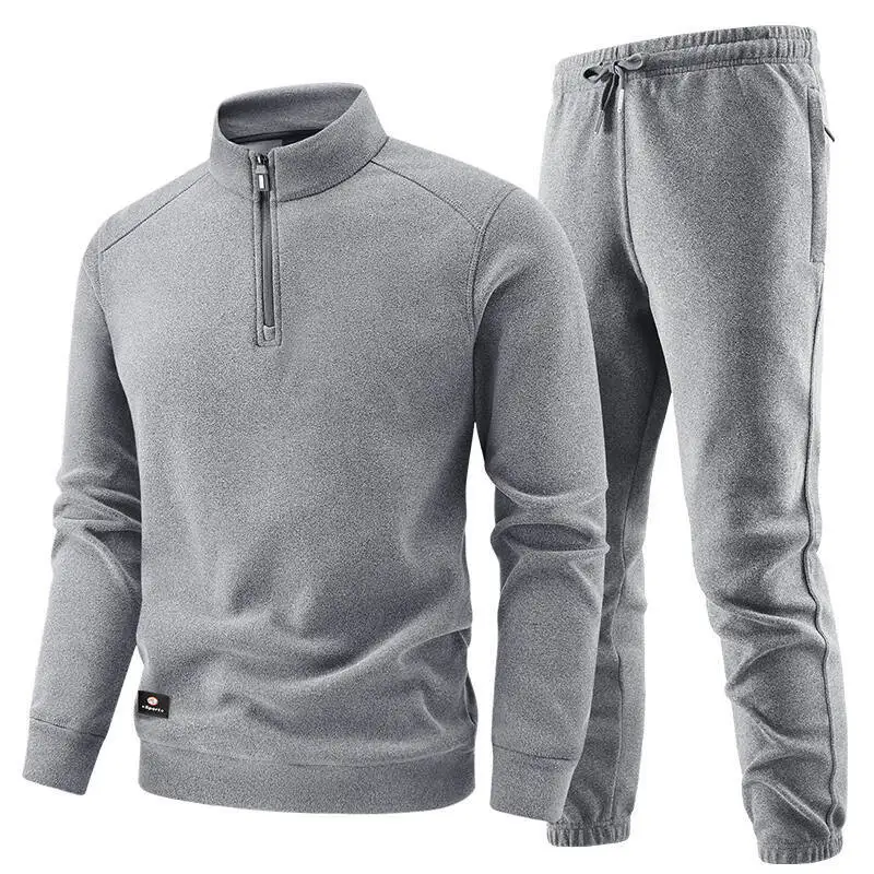 Men's Autumn Winter Fleece Tracksuits: Thermal Sherpa Fleece Jacket + Fleece-Lined Jogger Pants/Leggings Casual Sportswear Set