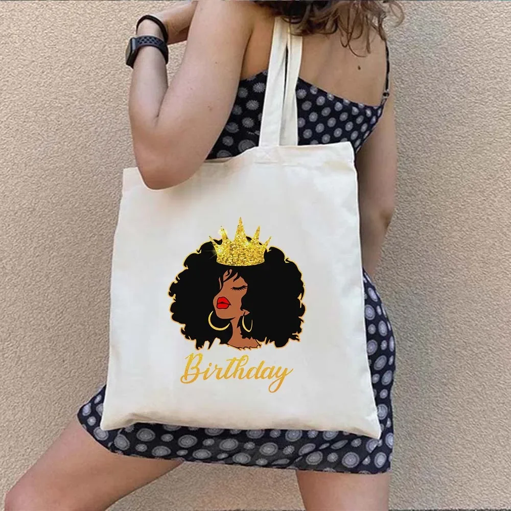 Melanin Shopper Tote Bag African American Woman Shoulder Bag Afro Black Girl Magic Satchel Handbag For Shopping Work Grocery Gym