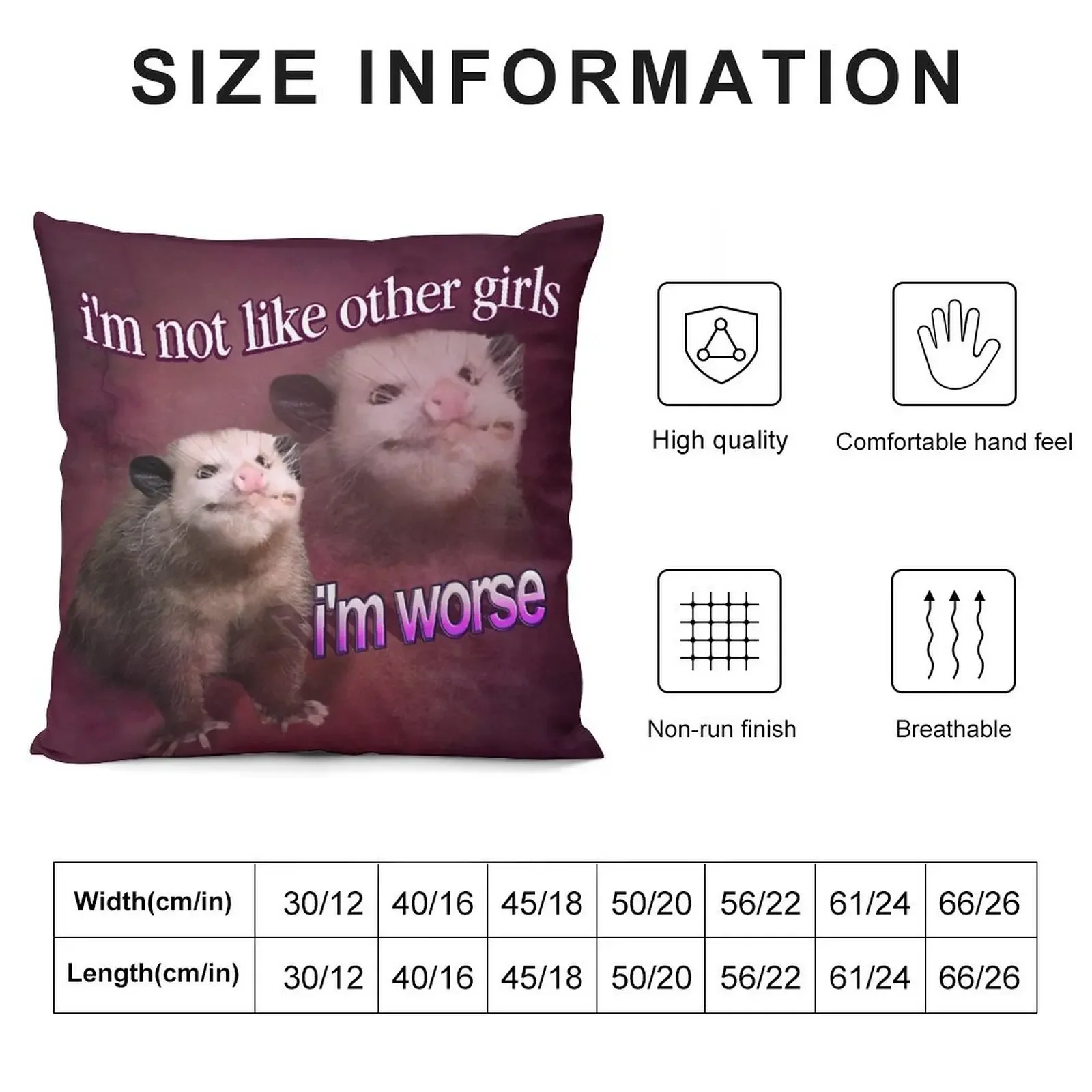 I'm not like other girls, I'm worse possum word art Throw Pillow Christmas Cushion For Home Cushions Home Decor pillow