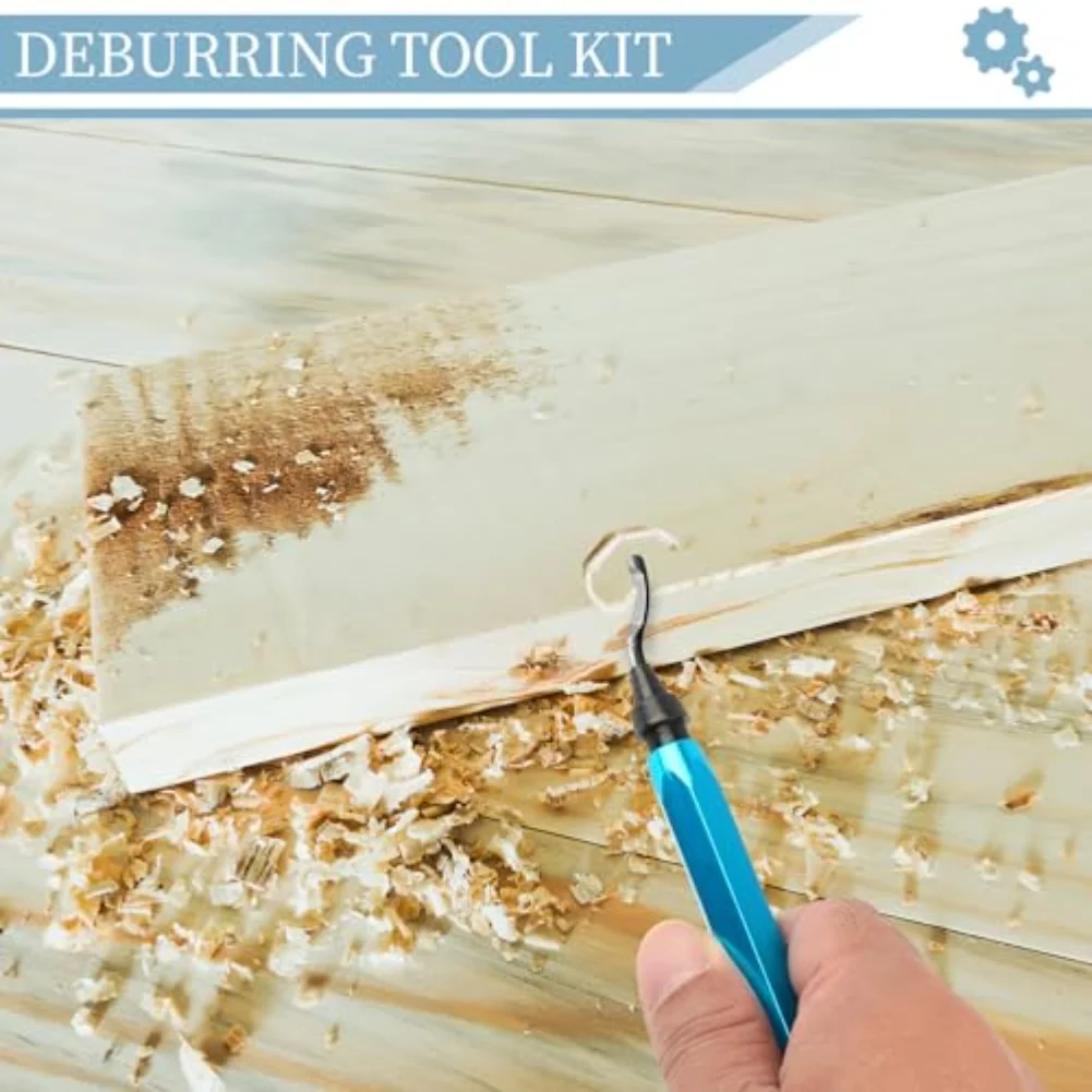 Blue Aluminum Handle Deburring Tool with 12 Blades for Smooth Finishing on Multiple Materials Including Plastic Metal