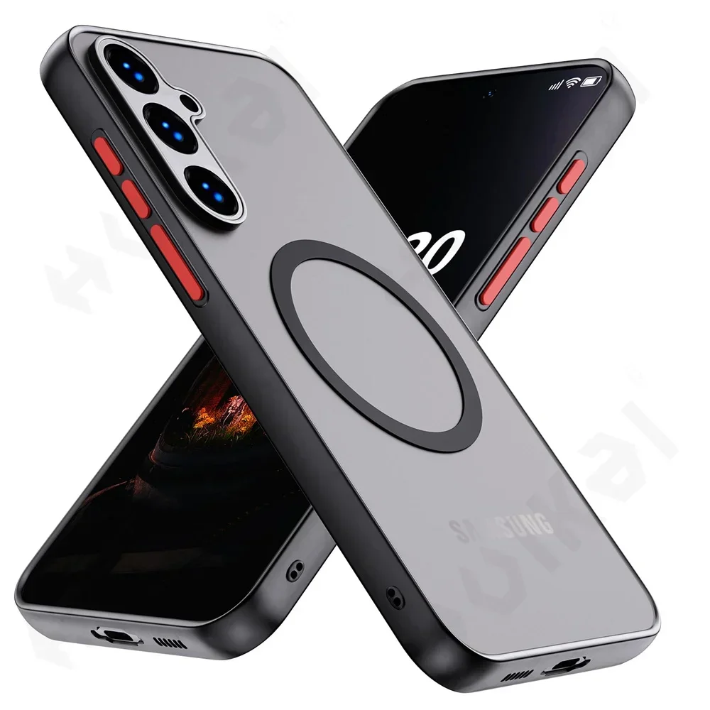 

Luxury Magnetic Wireless Charge Magsafe Case For Samsung S25 S24 S23 S22 Ultra A56 A55 A35 Soft Magnetic Bumper Shockproof Cover