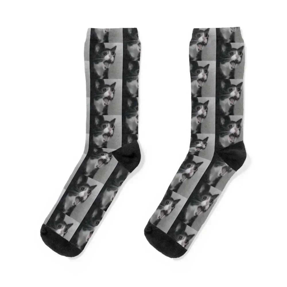 Crying Cat Meme Socks Crossfit japanese fashion Soccer Women Socks Men's