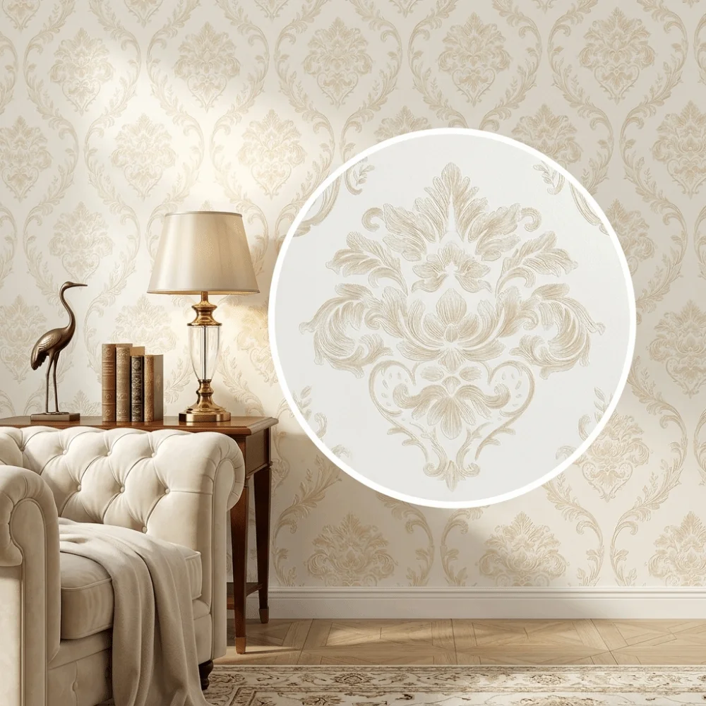 Thickened Peel and Stick Wall Sticker European Style Self-Adhesive Non-Woven Wallpaper Strippable 3D Embossed