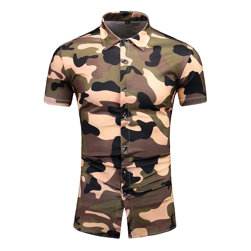 

2025 Summer Men Military Camouflage Shirt Men Short-Sleeved Cotton Cargo Shirt Male Casual Loose Pockets Safari Army Camo Tops