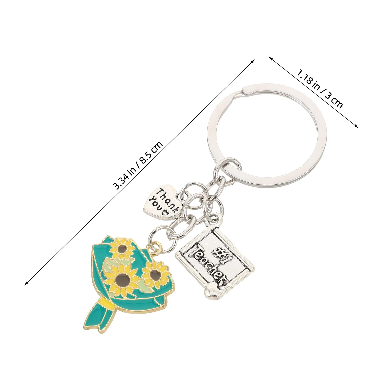 5Pcs Teacher Appreciation Keychain Flower Bouquet Pendant Thank You Keepsake Graduation Season End Year Teacher Gifts Small Gift