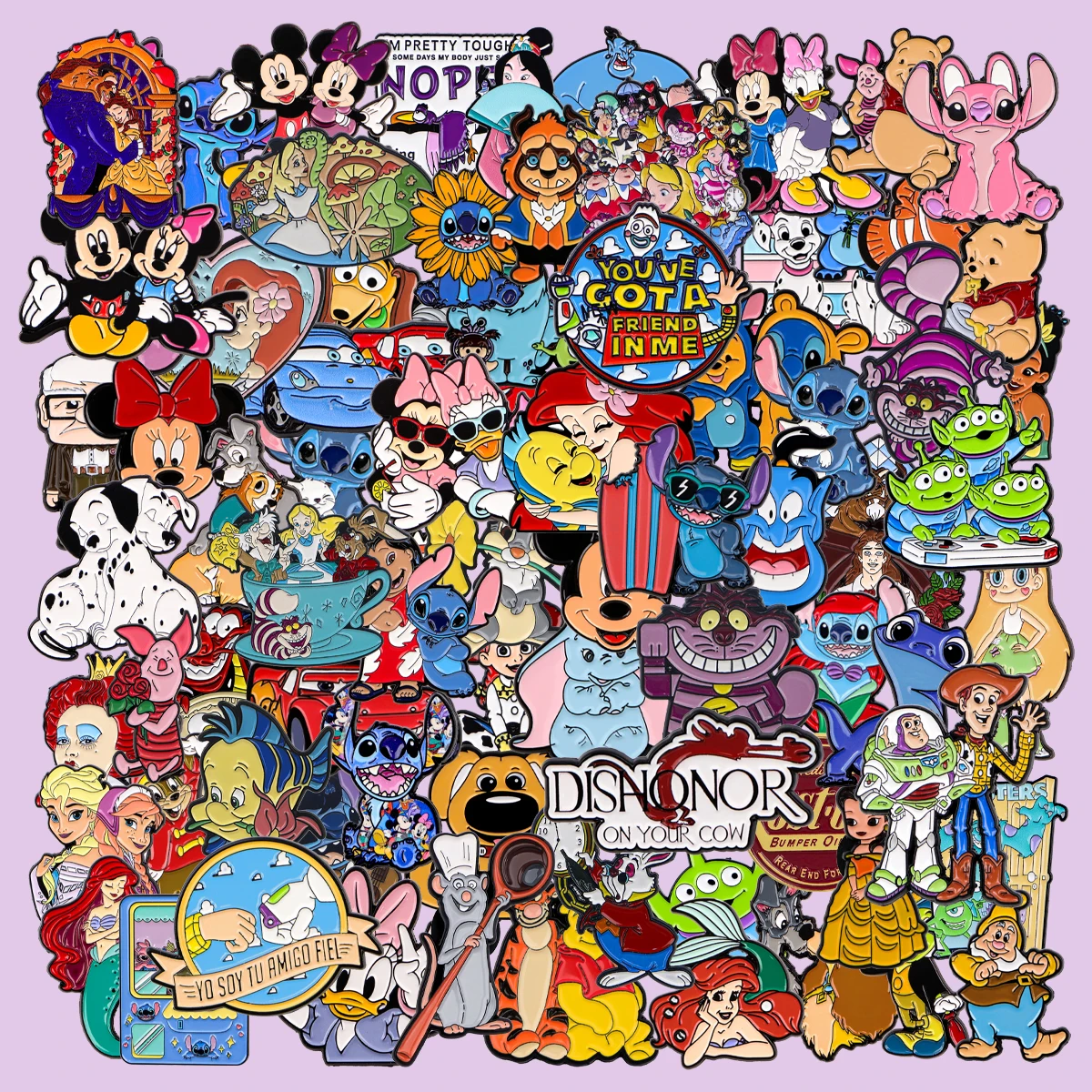 

20/30/50/100pcs Mixed Wholesale Cartoon Anime Stitch Enamel Pins Cute Mouse Badges on Backpack Brooch Set Cosplay Accessories