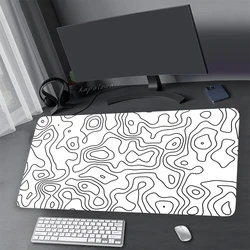 Tapis de souris de jeu noir et blanc, Moudescriptif ads, Polymères de bureau, Tapis de clavier média, Grand tapis liquide, Tapis d'ordinateur, Table, média