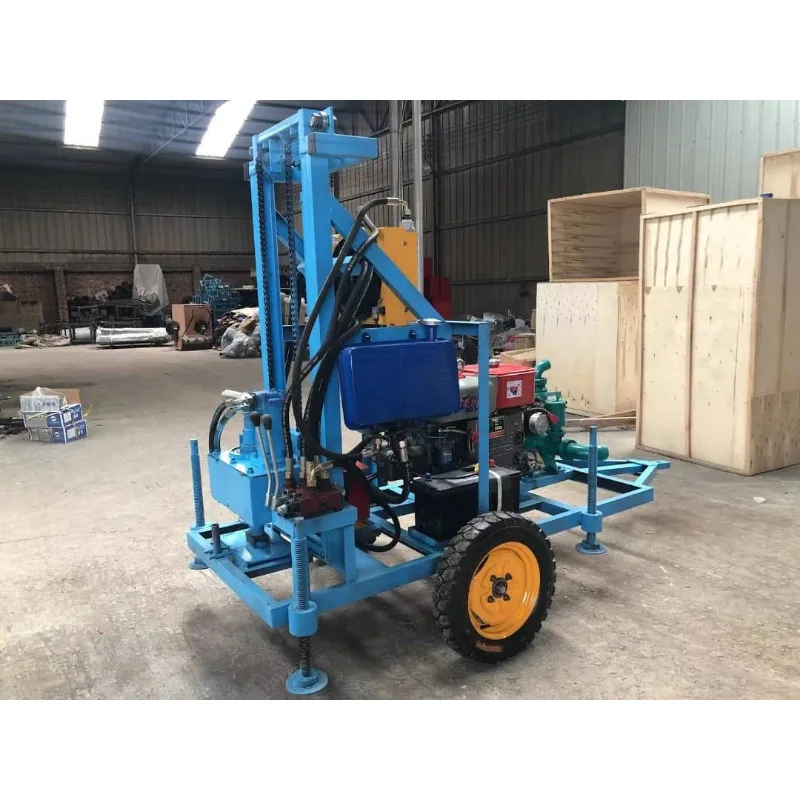 Two-wheel Diesel Water Well Drilling Rig Machine with 75m Drill Pipes and 3 Alloy Drill Bit 22HP Drilling Rig CIF Saudi Arabia