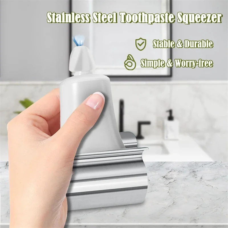 3/1pcsToothpaste Squeezer Stainless Steel Toothpaste Dispenser Holder for Bathrooms Tube Squeezer Tool Wringer for Kids Adults