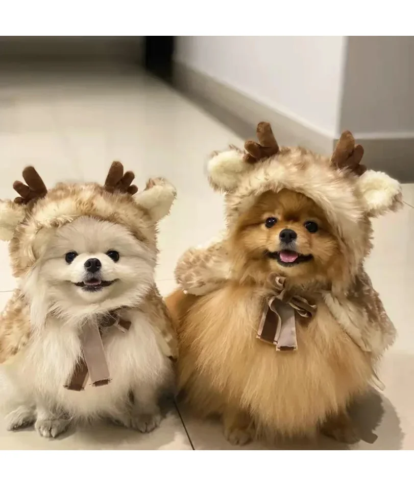 

Pet Cat Dog Christmas Costume Cosplay Elk Cloak Dog Costumes for Small Dogs Cute Cat Clothes