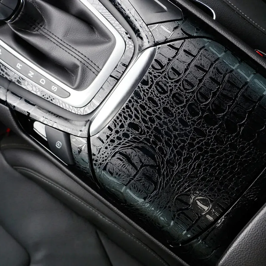 

1pc Universal Black Wrap Film Simulation Crocodile Texture Vinyl 152*10cm Car Interior Decor Decals Automotive Interior Stickers