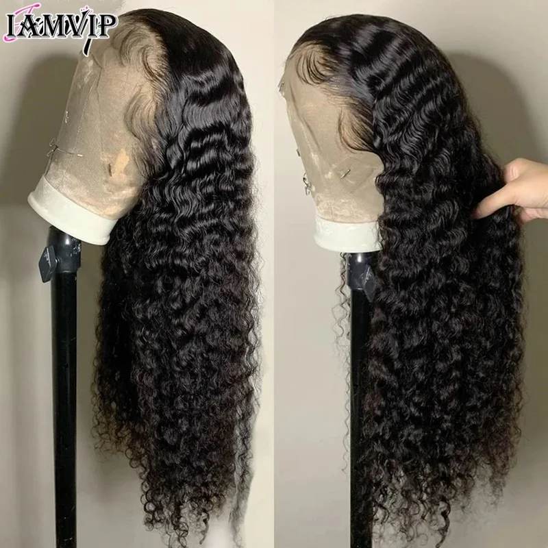 13x4 Deep Wave Lace Front Human Hair 180% Density Deep Wave Frontal Wigs Human Hair Hd Lace 26 Inch Curly Wigs For Black