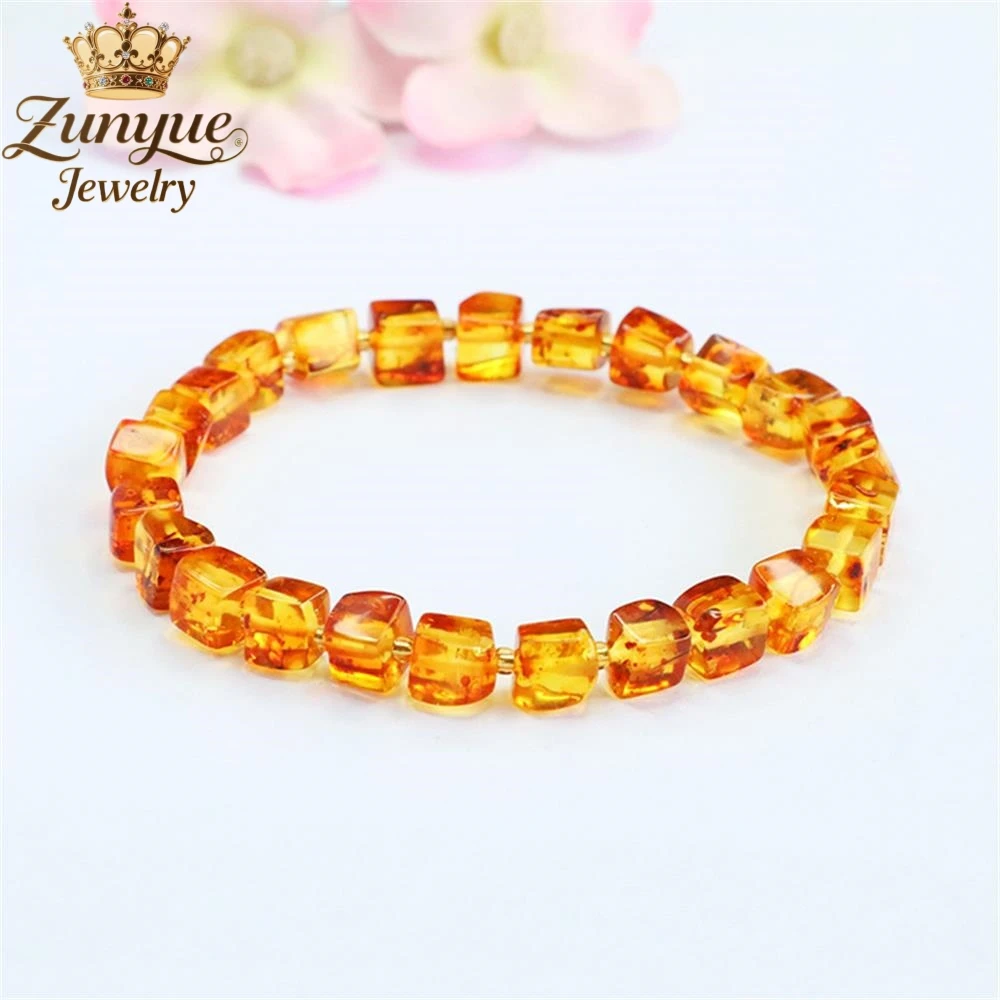 

High-End Natural Flower Amber Square Irregular Bracelet Luxury Quality Fashion Fine Jewelry Exquisite Elegant Popular Charms
