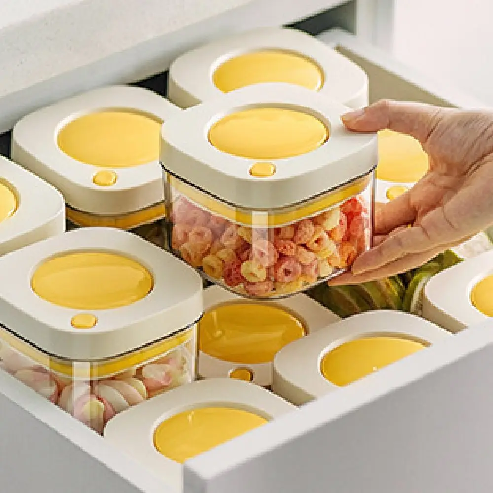 

380/1100/1800ml Vacuum Food Storage Box Fresh-Keeping Transparent Kitchen Storage Jars Plastic Food Grade Grains Cans