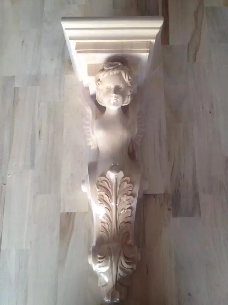 Decorative wood products hand-carved wood angel flower solid corbel bracket