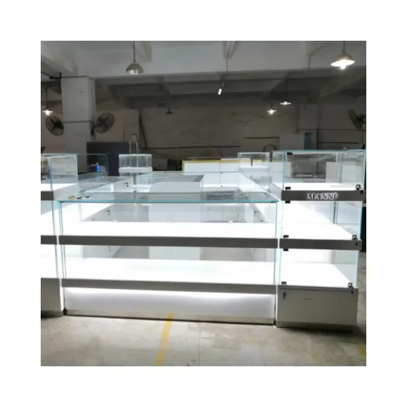 Custom Retail Necklace Jewelry Set Display Case Stand Cabinets Racks MDF Glass Counter Top with Drawer for Store Use