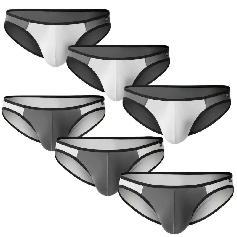 GTOPXMAN กางเกงในชายบางไอซ์ซิลค์ระบายอากาศบิกินี่ U นูนต่ำเซ็กซี่บุรุษชุดชั้นใน 6 แพ็ค