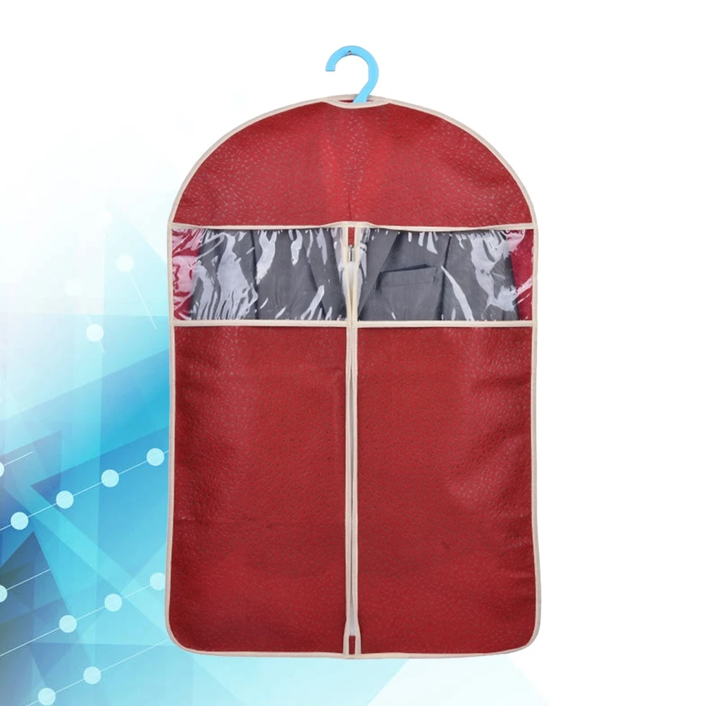 

High-end Embossing Clothes Cover Suit Storage Bag Garment Organizer Protector Case Size S (Dark Red)