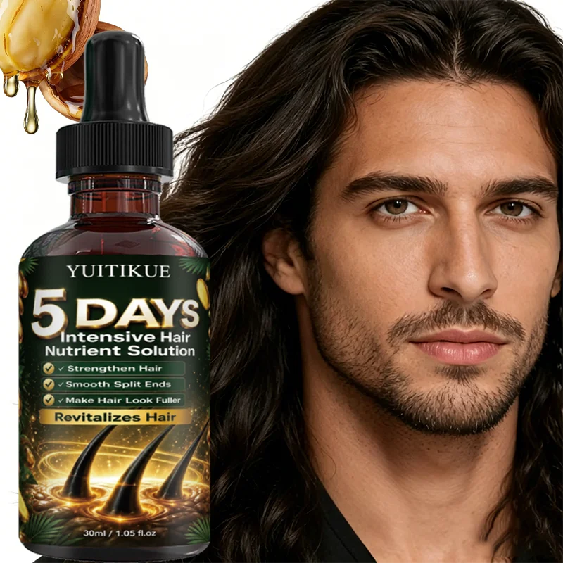 Sérum Capillaire Revitalisant 5 Jours Nourrissant Intensif Lisse les Pointes Fourchues Renforce les Cheveux Fins et Ternis Huile Soin du Cuir Chevelu 30ml