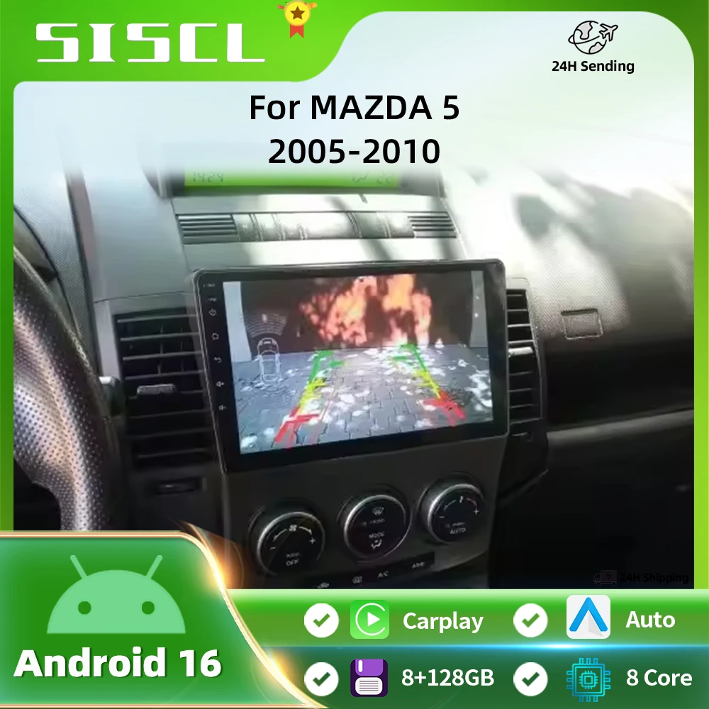 

For MAZDA 5 2005 2006 2007 2008 2009 2010 Android 16 2K Carplay Auto Car Radio Multimedia Video Player Navigation GPS 360 Camera