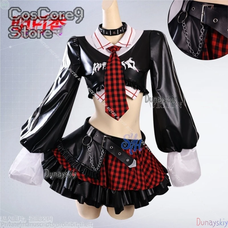 

Anime Asuaka Cosplay Kawaii Jirai Kei Girls disfraz Red Black Plaid Lace Mini Cake Skirt Cat Ear Hat Goth Lolita Halloween Party