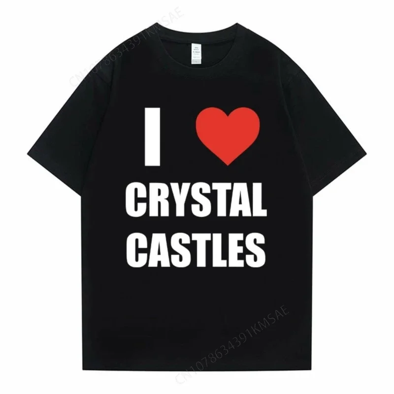 I Love Crystal Castles Graphic T Shirts Men Women Gothic Rock Hip Hop Oversized T-shirts Male Casual Vintage Short Sleeve Tshirt