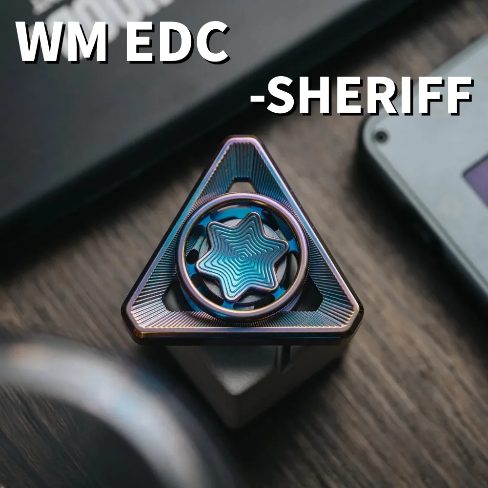 WMEDC SHERIFF Fidget Spinner Stress Relief Toy Gyro Office Desk Accessories Handling Feel Fidget Toys Adults Metal