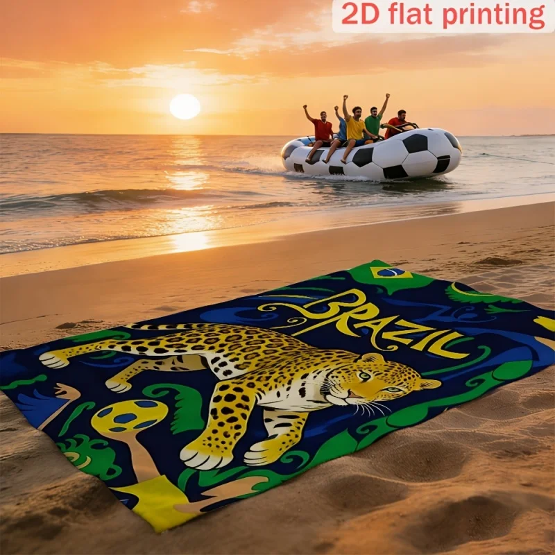 Cartoon Six Seven Number Robot Beach Towel Purple Graffiti Kids Swimming Bath Towel