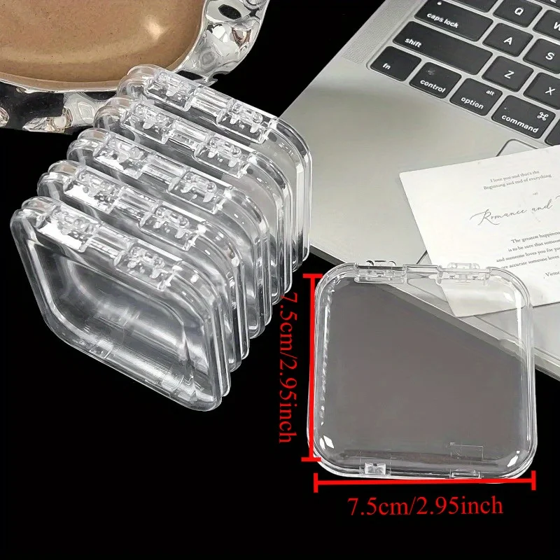 30pcs 투명 네일 아트 스토리지 박스 플립 탑 쥬얼리 케이스 디스플레이 스탠드 가짜 손톱 수제 공예 데스크탑 주최자